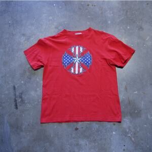 JEM Sportswear Vintage Men’s Red American Flag Biker Iron Cross